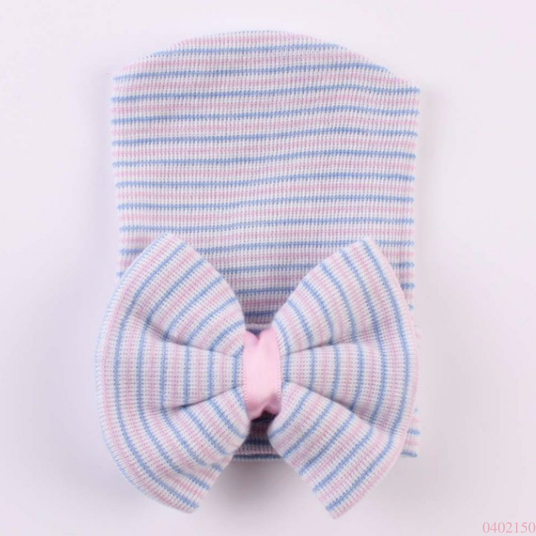 GORRO NIÑA RN ROSA AZUL RAYITAS