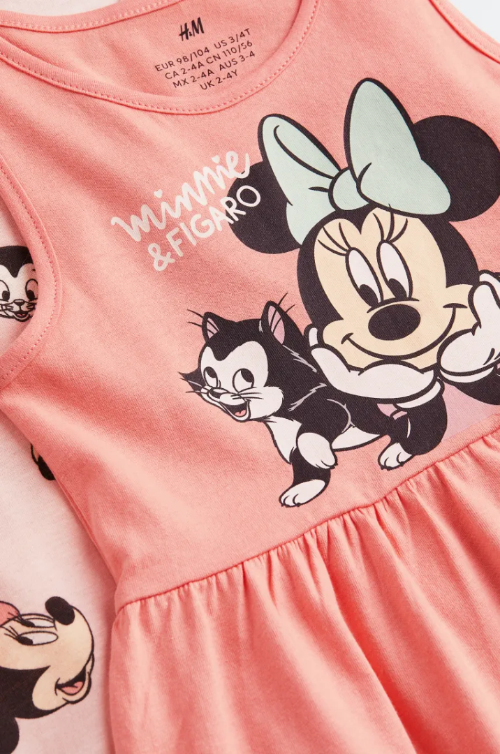 VESTIDO H&M 2 PZS MINNIE MOUSE SALMON