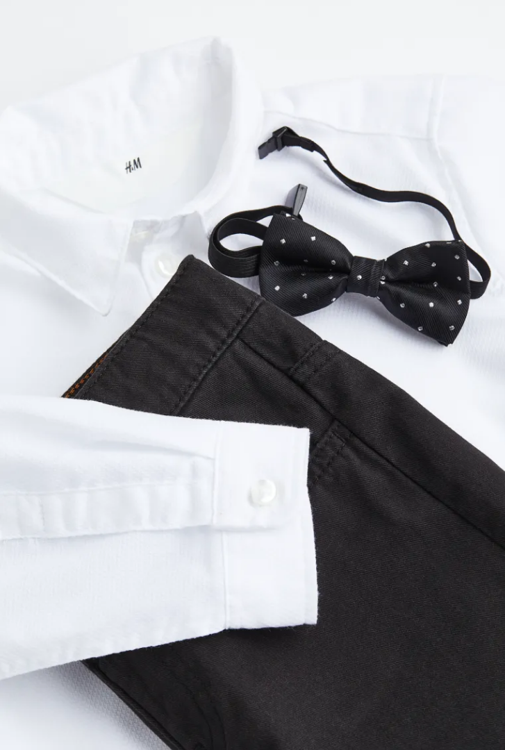 TRAJE FORMAL NIÑO BLANCO NEGRO H&M