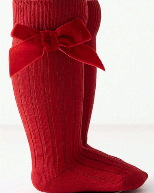 CALCETINES ROJAS CHONGO TERCIOPELO