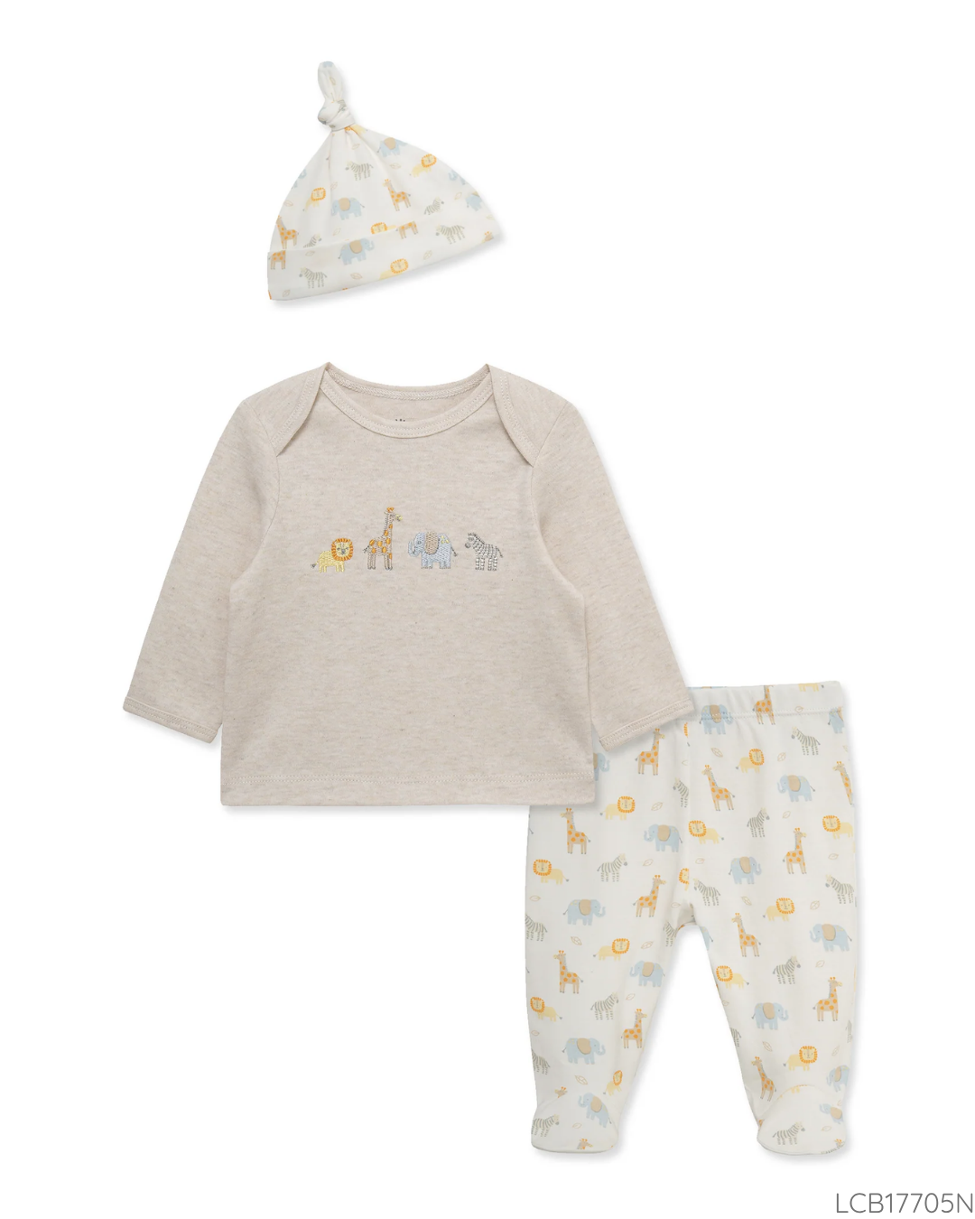TRAJE 3 PZS BEIGE ANIMALITOS