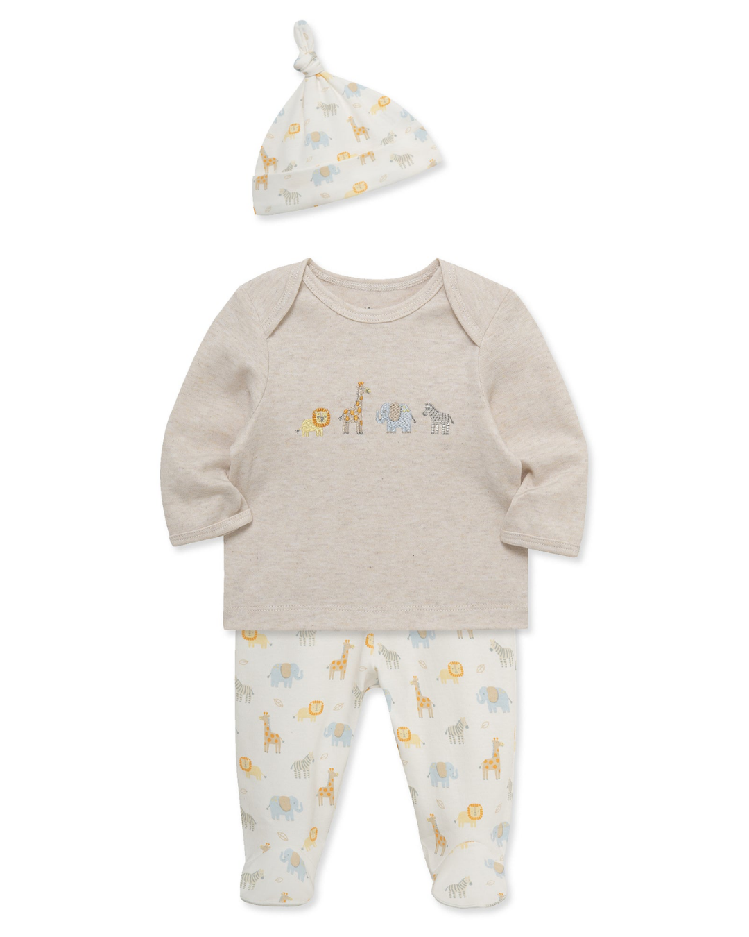 TRAJE 3 PZS BEIGE ANIMALITOS