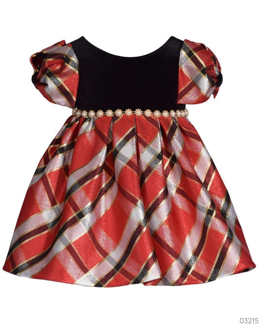 VESTIDO ROJO NEGRO CUADRICULADO