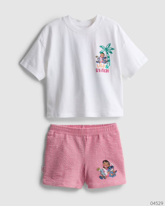 TRAJE LILO Y STITCH BLANCO ROSA