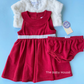 VESTIDO ROJO CON CHALECO BLANCO