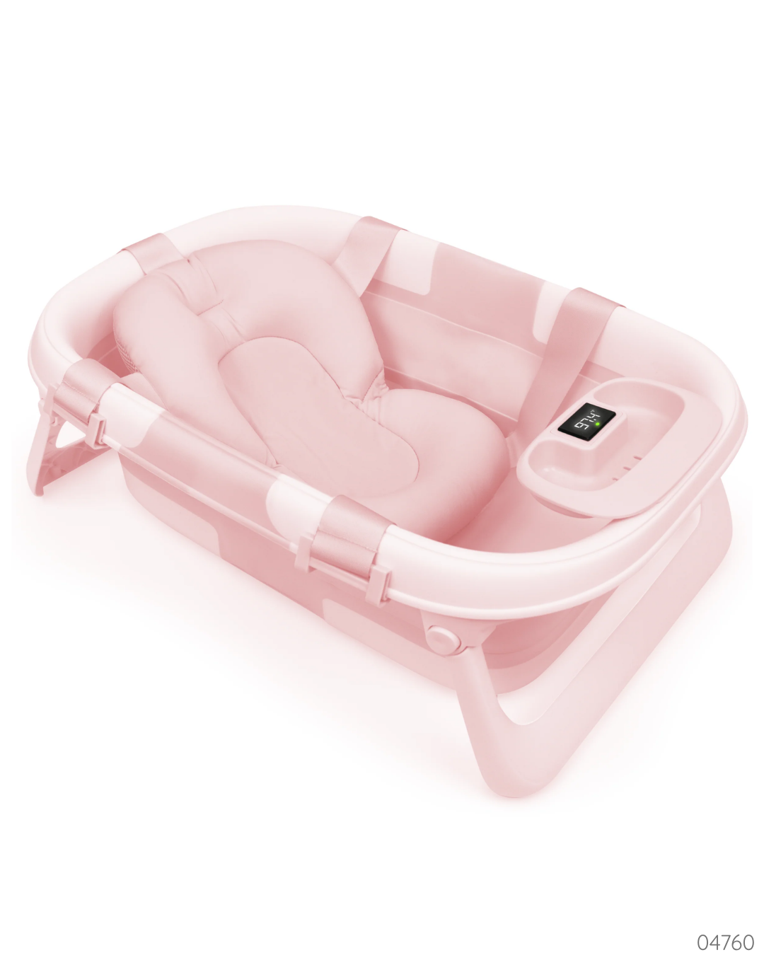BAÑERA PLEGABLE CON TERMOMETRO ROSA