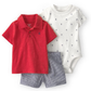 TRAJE 3 PZS CAMISA ROJA POLO