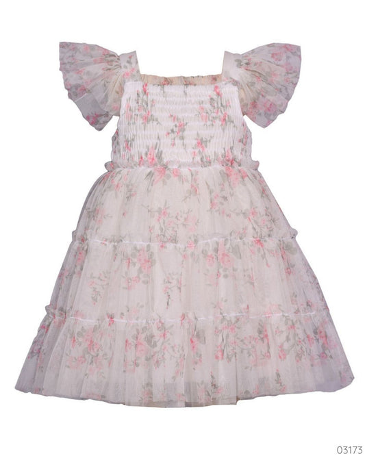 VESTIDO FLOREADO BLANCO ROSA