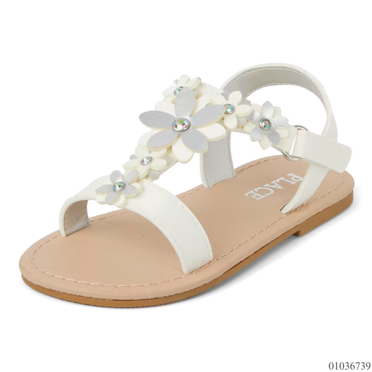 SANDALIAS FLORES BLANCO PLATEADAS