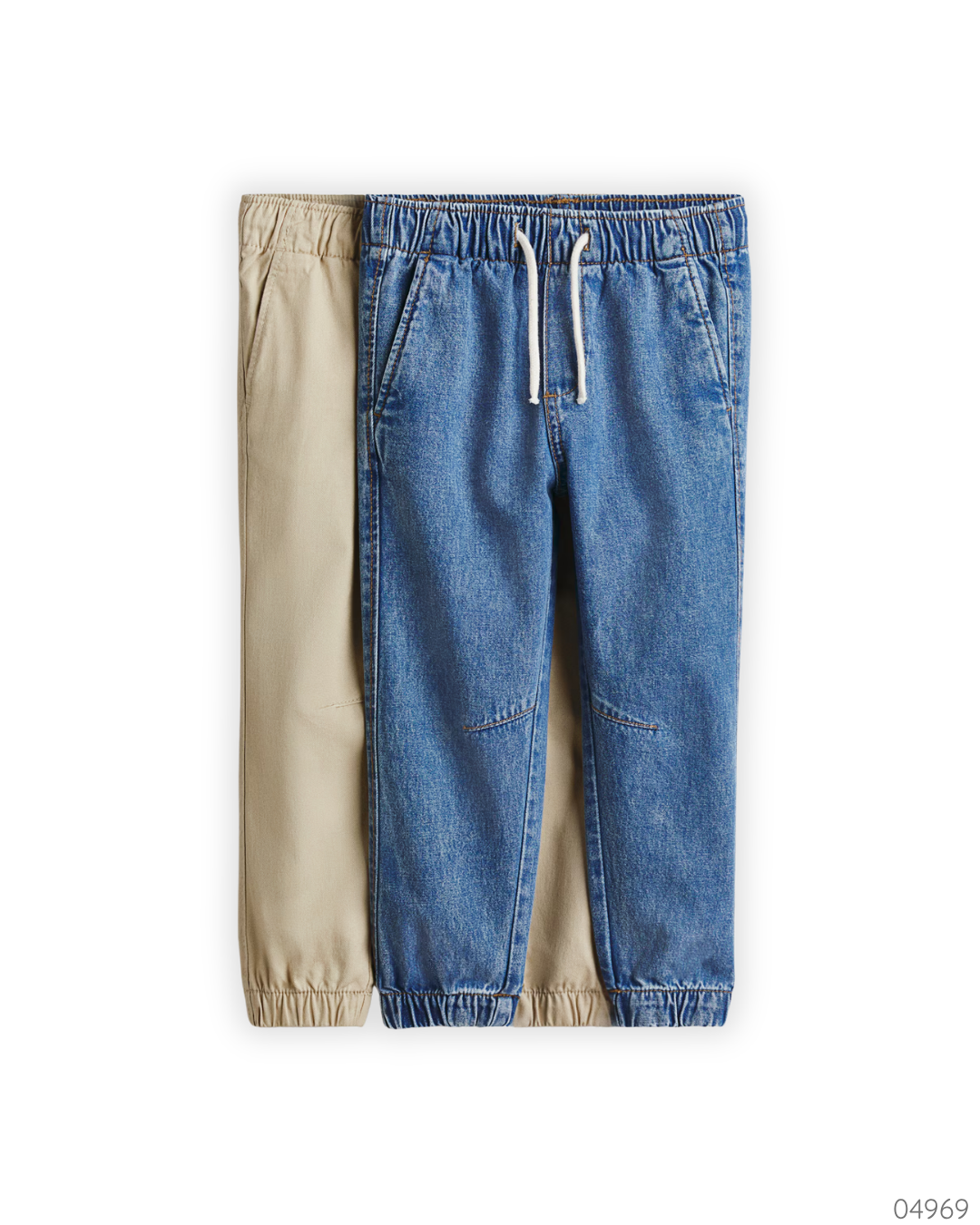 PANTALON JOGGER H&M 2 PZS AZUL Y BEIGE
