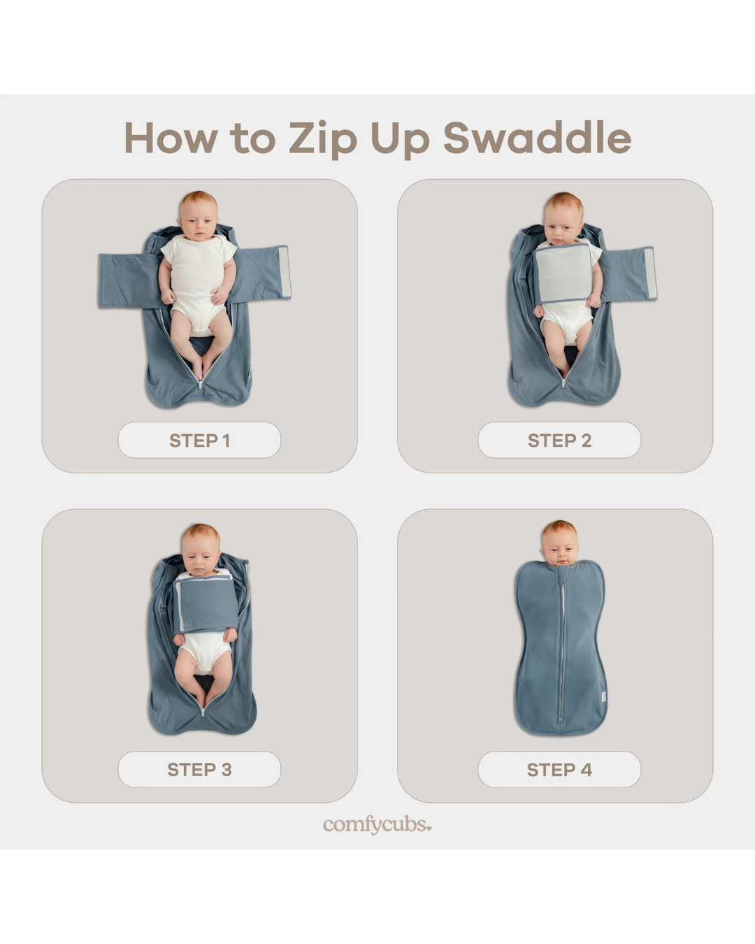 EASY ZIPPER SWADDLE AZUL COMFYCUBS