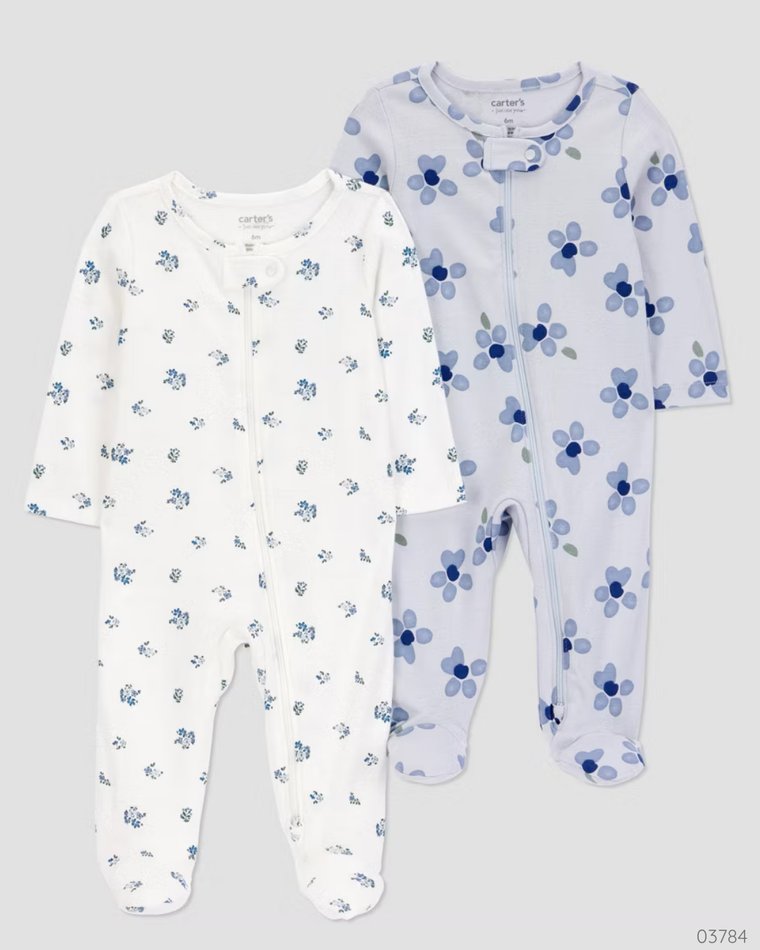 PIJAMA 2 PZS FLORES AZUL BLANCO