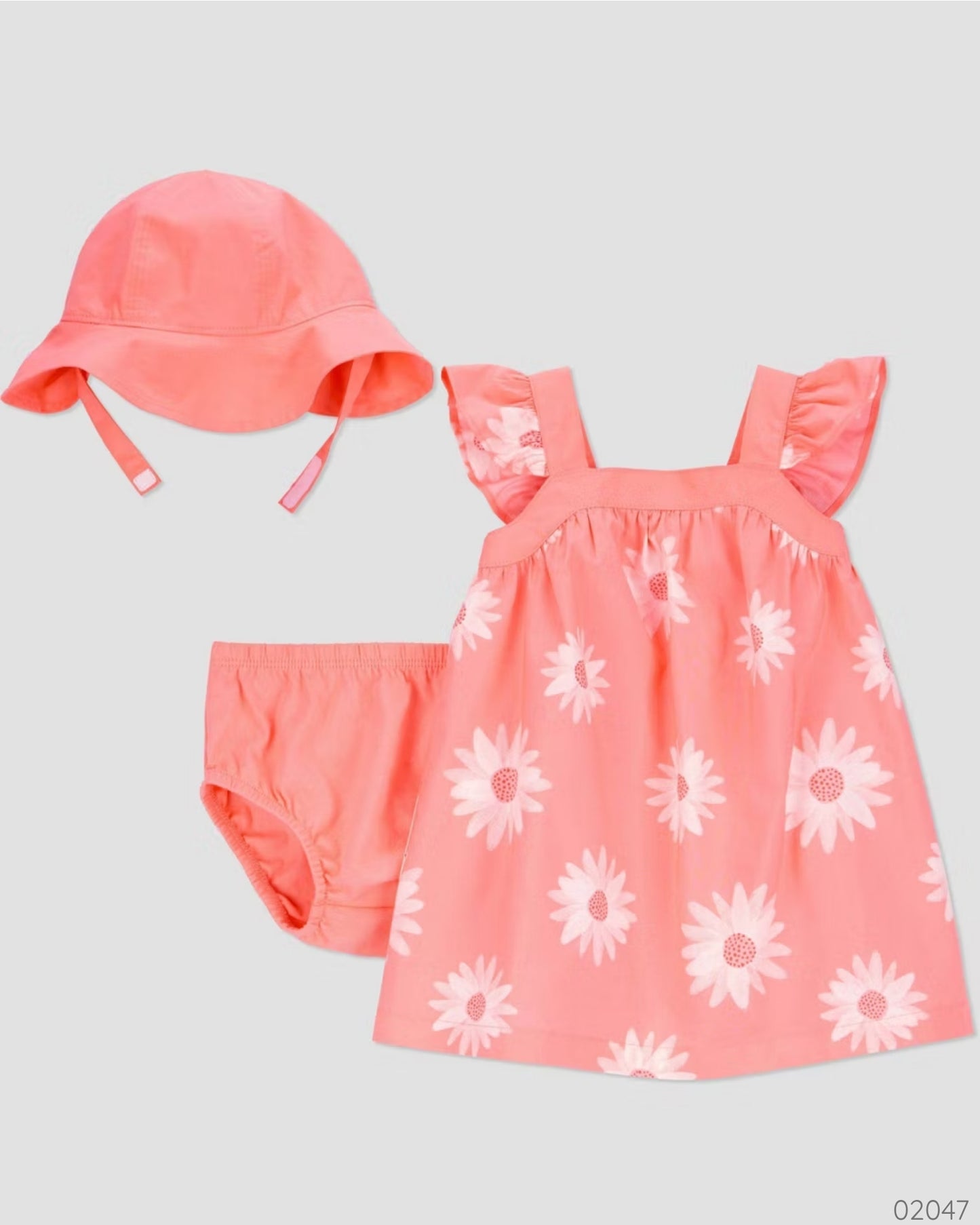 VESTIDO CON SOMBRERO FLORES ANARANJADO