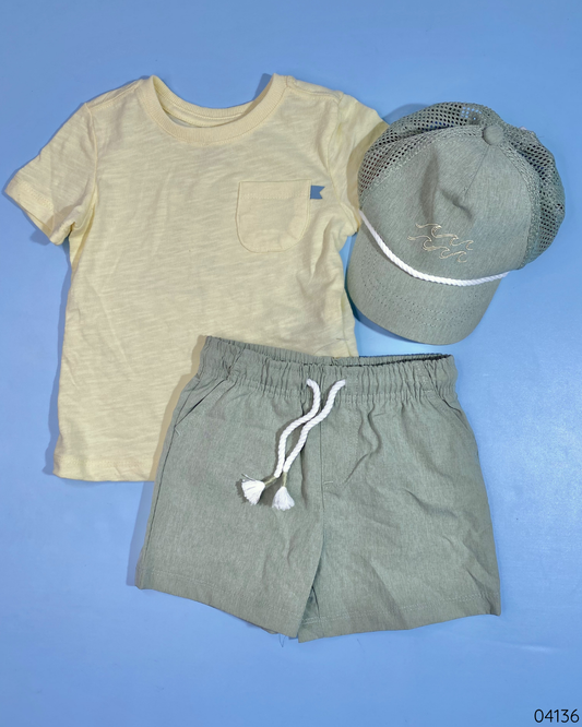 TRAJE 3PZS CAMISA AMARILLA GORRA
