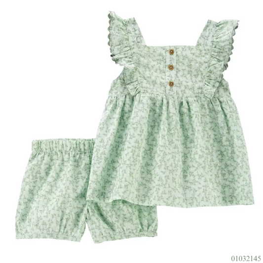 TRAJE 2PZS CARTERS FLORES VERDE