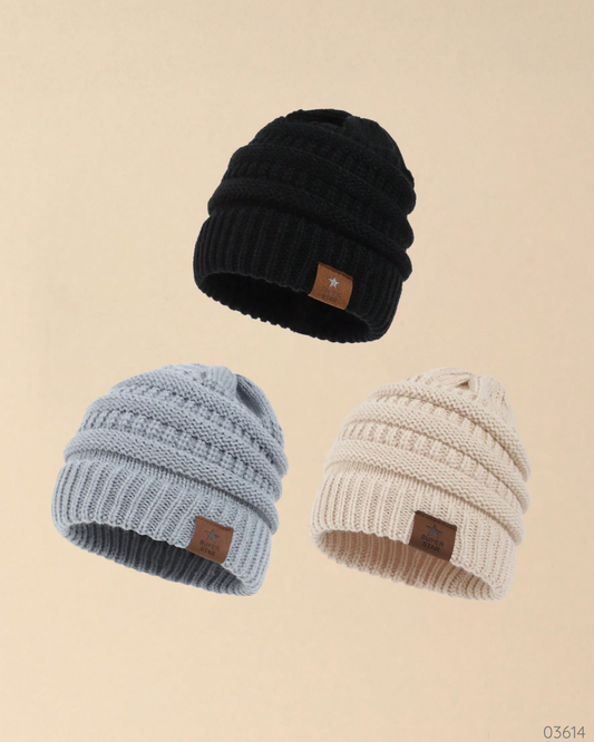 GORRO 3PZS NEGRO GRIS BEIGE