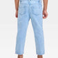 PANTALON AZUL STRAIGHT FLORES BORDADAS