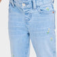 PANTALON AZUL STRAIGHT FLORES BORDADAS