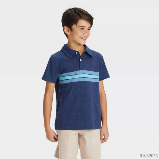 CAMISA TIPO POLO AZUL RAYAS