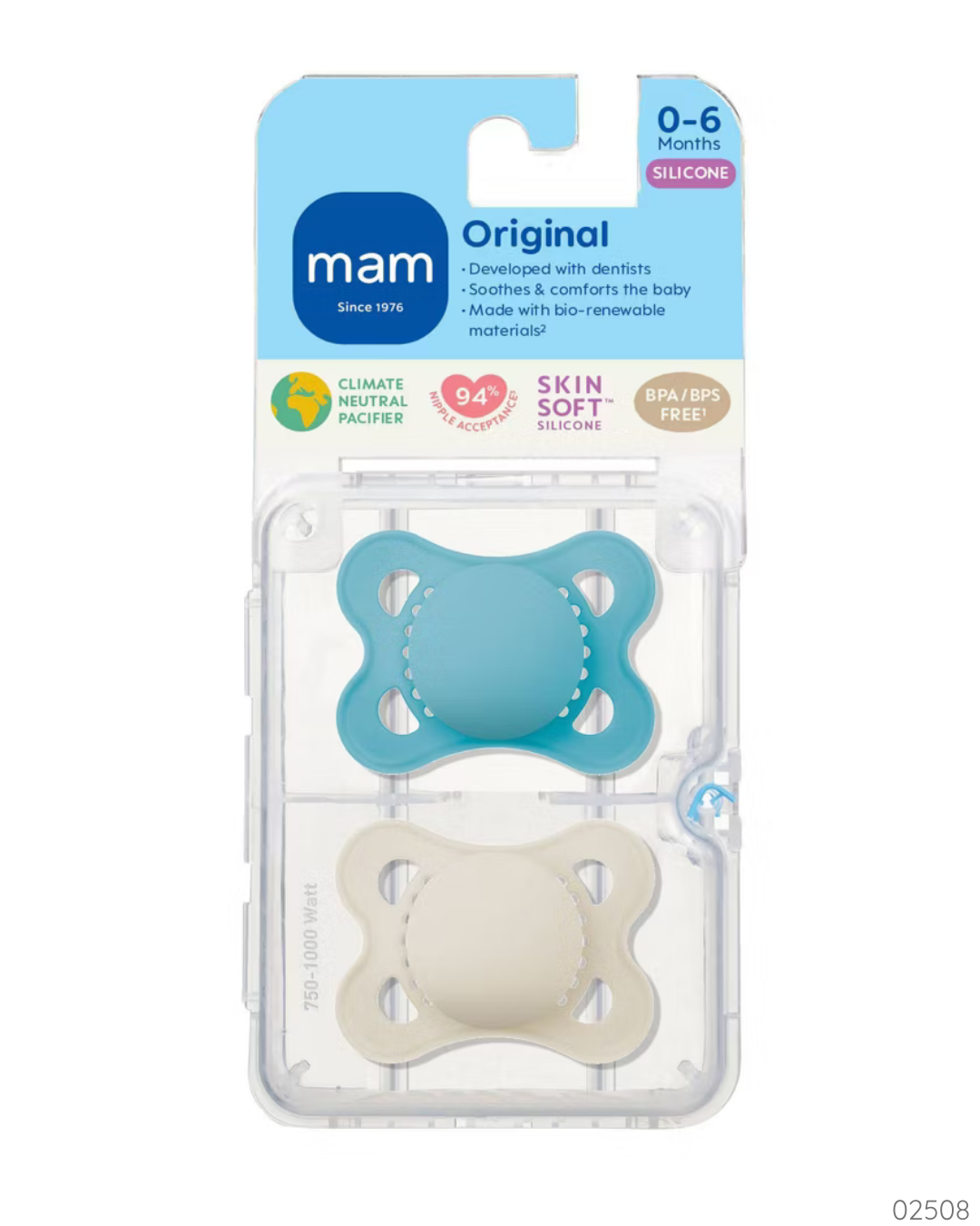 CHUPONES MAM 0-6M AZUL BEIGE