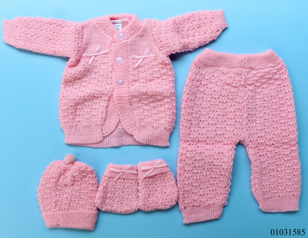 TRAJE NIÑA TEJIDO ROSADO 4PCS