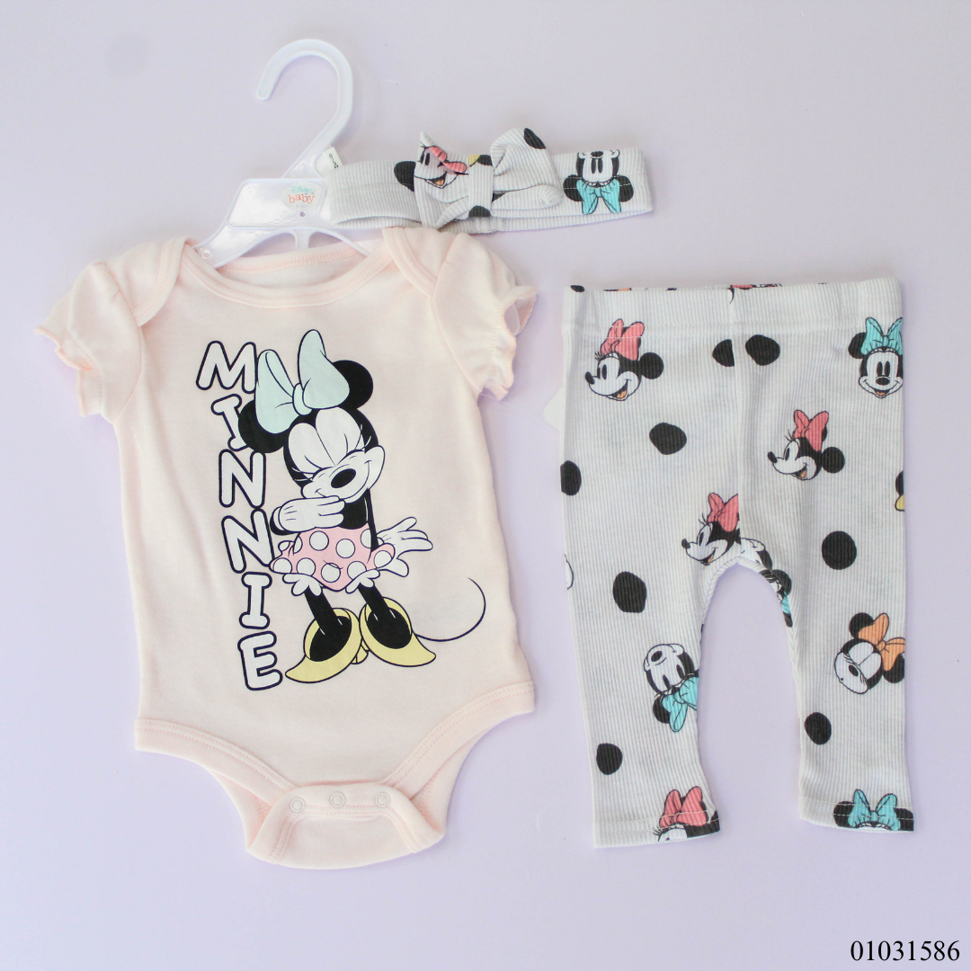 TRAJE NIÑA MINNIE ROSA Y VINCHA