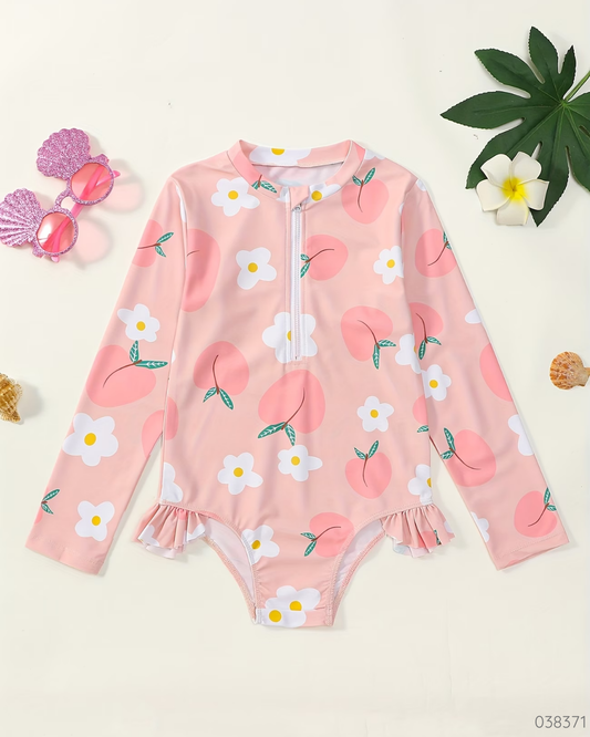 TRAJE BAÑO FLORES ROSADO