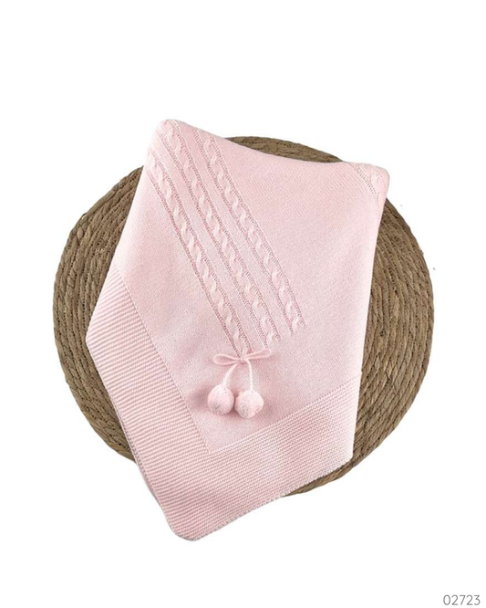 SABANA TEJIDA ROSADA POMPONES