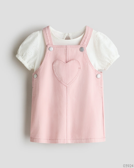 VESTIDO ROSADO CORAZON Y CAMISA