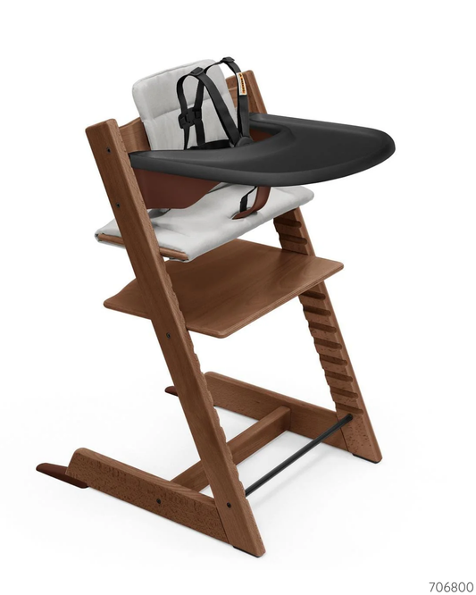 SILLA STOKKE TRIPP TRAPP CAFÉ OSCURO COJIN Y BANDEJA