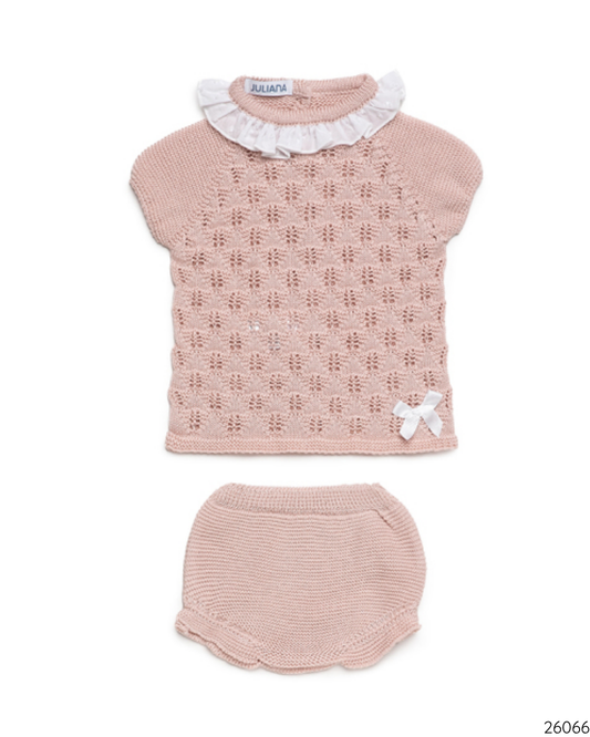 CONJUNTO TEJIDO CALADO ROSA