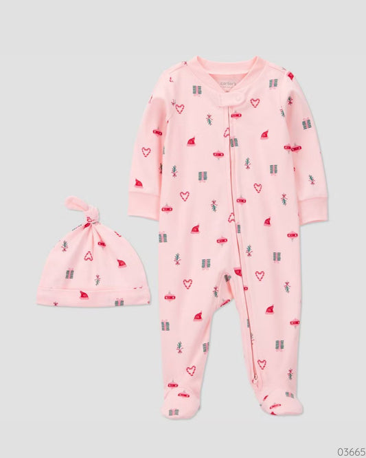 PIJAMA CORAZONES CON GORRO