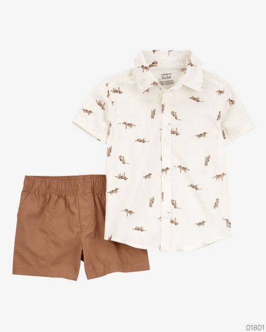 TRAJE 2PZS PERRITOS SHORT CAFE