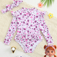 TRAJE BAÑO FLOREADO ROSA MORADO C/VINCHA