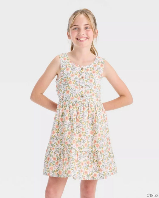 VESTIDO CAT & JACK FLOREADO VERDE SALMON