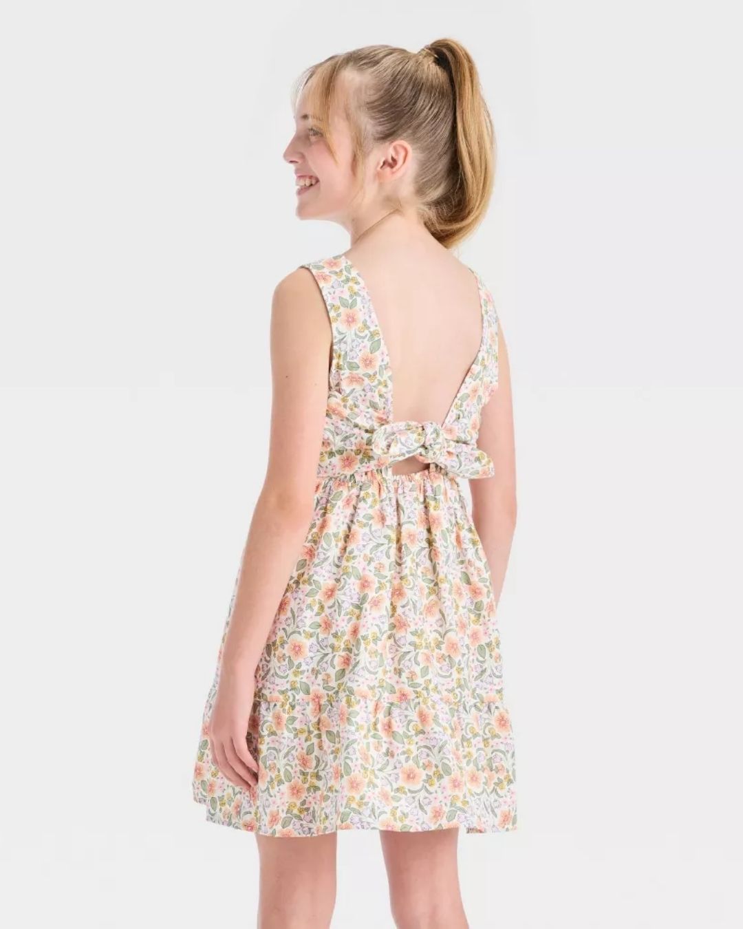 VESTIDO CAT & JACK FLOREADO VERDE SALMON
