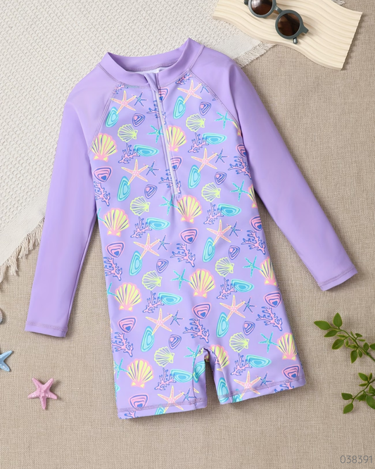 TRAJE BAÑO ESTRELLAS MORADO