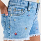 SHORT AZUL FLORES BORDADAS TODDLER