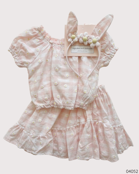 TRAJE ROSA FLORES 3PZS
