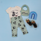 TRAJE NIÑO 3 PIEZAS MICKEY BABERO PANTALON VERDE