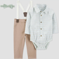 TRAJE 3 PZS CARTER´S PANTALON CORBATIN  VERDE Y BEIGE