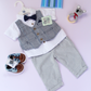 TRAJE DE BEBE NIÑO 3 PIEZAS PANTALON CAMISA BLANCA CON CHALECO INTEGRADO Y CORBATIN