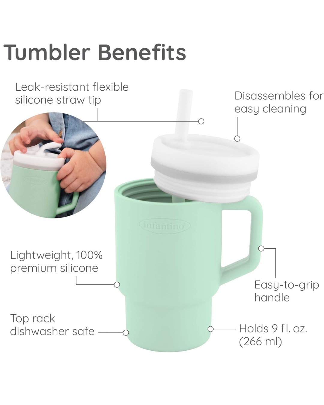 VASO MY 1ST TUMBLER SILICONA VERDE
 9 OZ