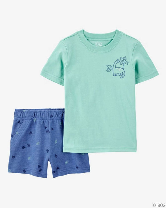 TRAJE 2PZS DINOS SHORT AZUL