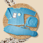 TRAJE TEJIDO AZUL BOTON BLANCO