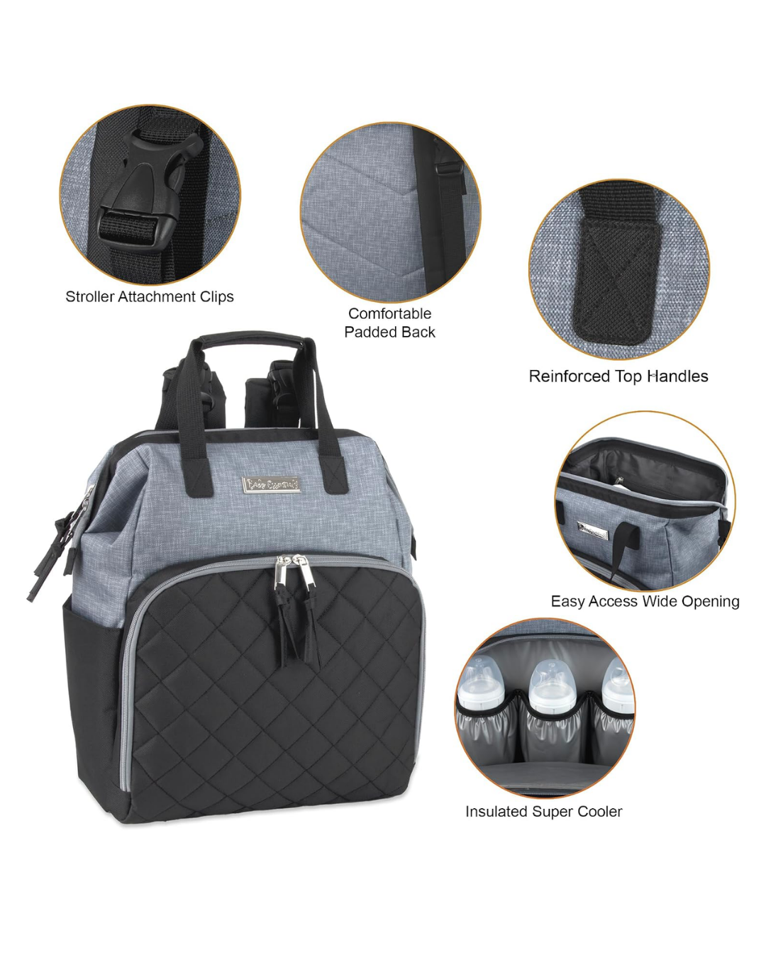 PAÑALERA BABAY ESSENTIAL NEGRA GRIS
