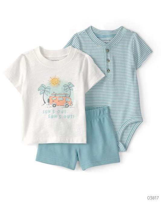 TRAJE 3 PZS CAMISA PLAYERA SUN'S OUT FUN'S OUT