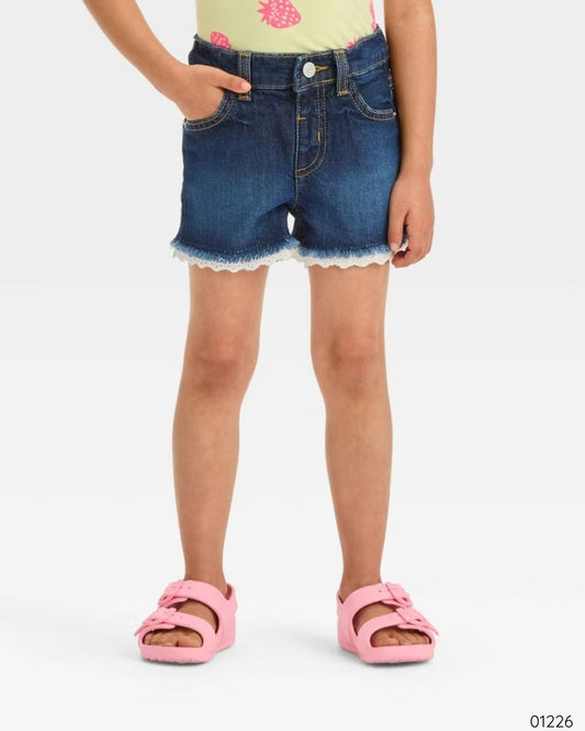 SHORT AZUL OSCURO RUEDO BORDADO