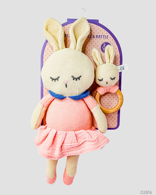 PELUCHE TEJIDO SONAJERO CONEJO