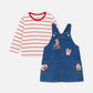 VESTIDO JEAN MINNIE MOUSE RAYAS ROJAS